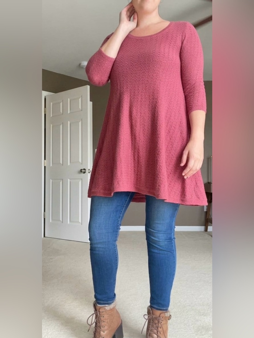 American Eagle Outfitters Dusty Rose Knit Swing Tunic